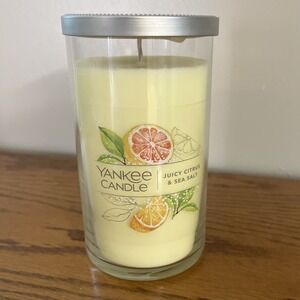Yankee Candle Juicy Citrus & Sea Salt Scented 14.25 oz Pillar Candle Metal Lid